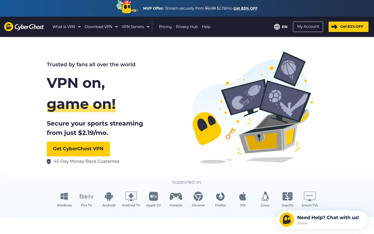 Screenshot: CyberGhost Smart DNS homepage