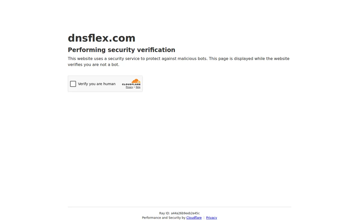 Screenshot: DNSFlex homepage