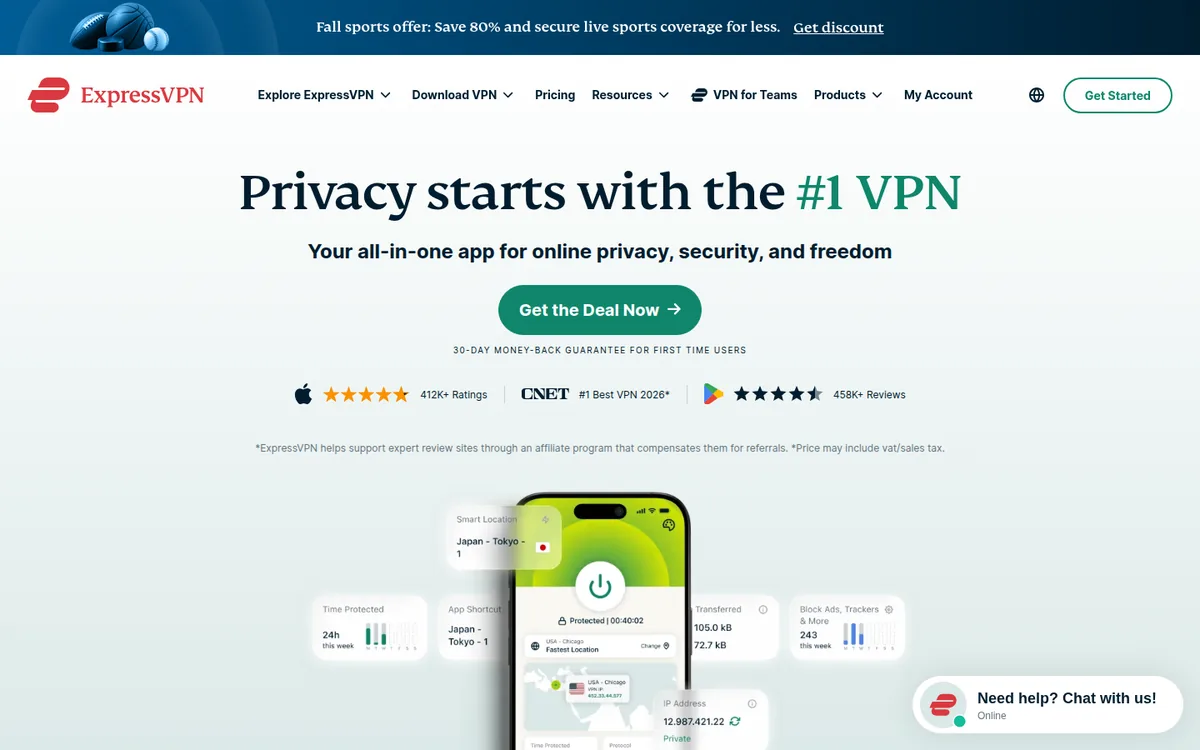 Screenshot: ExpressVPN MediaStreamer homepage