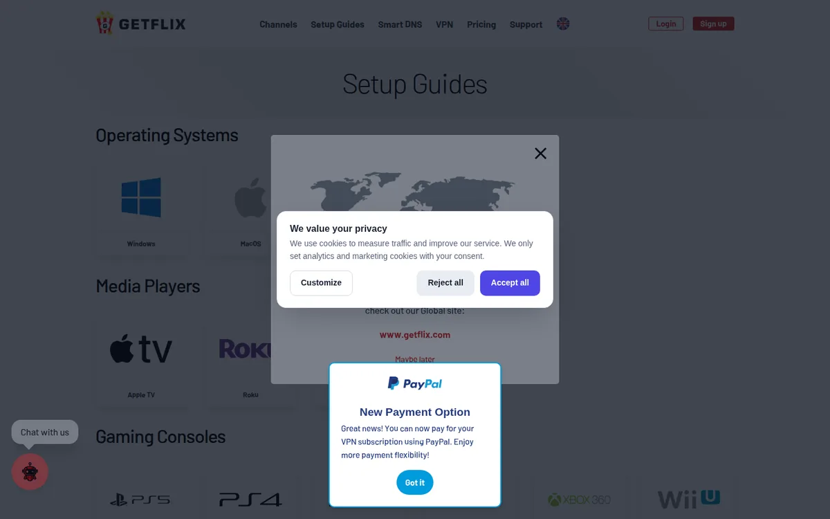 Screenshot: Getflix setup instructions