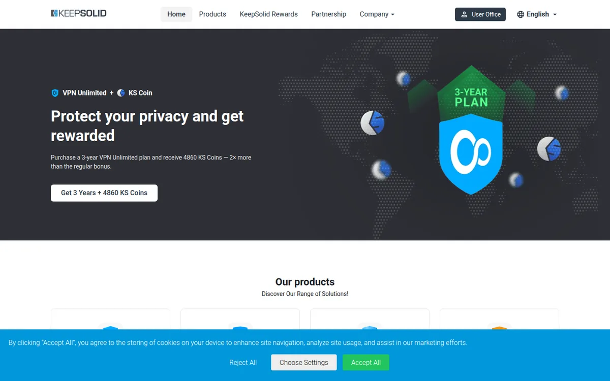 Screenshot: KeepSolid SmartDNS homepage