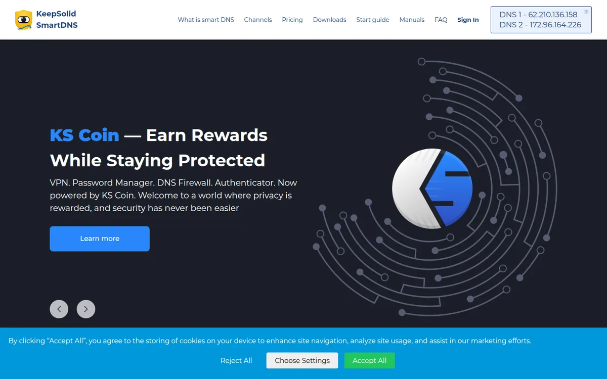 Screenshot: KeepSolid SmartDNS supported services page