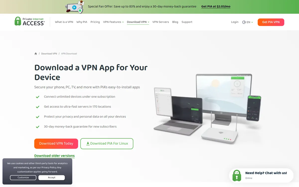 Screenshot: PIA Smart DNS setup instructions