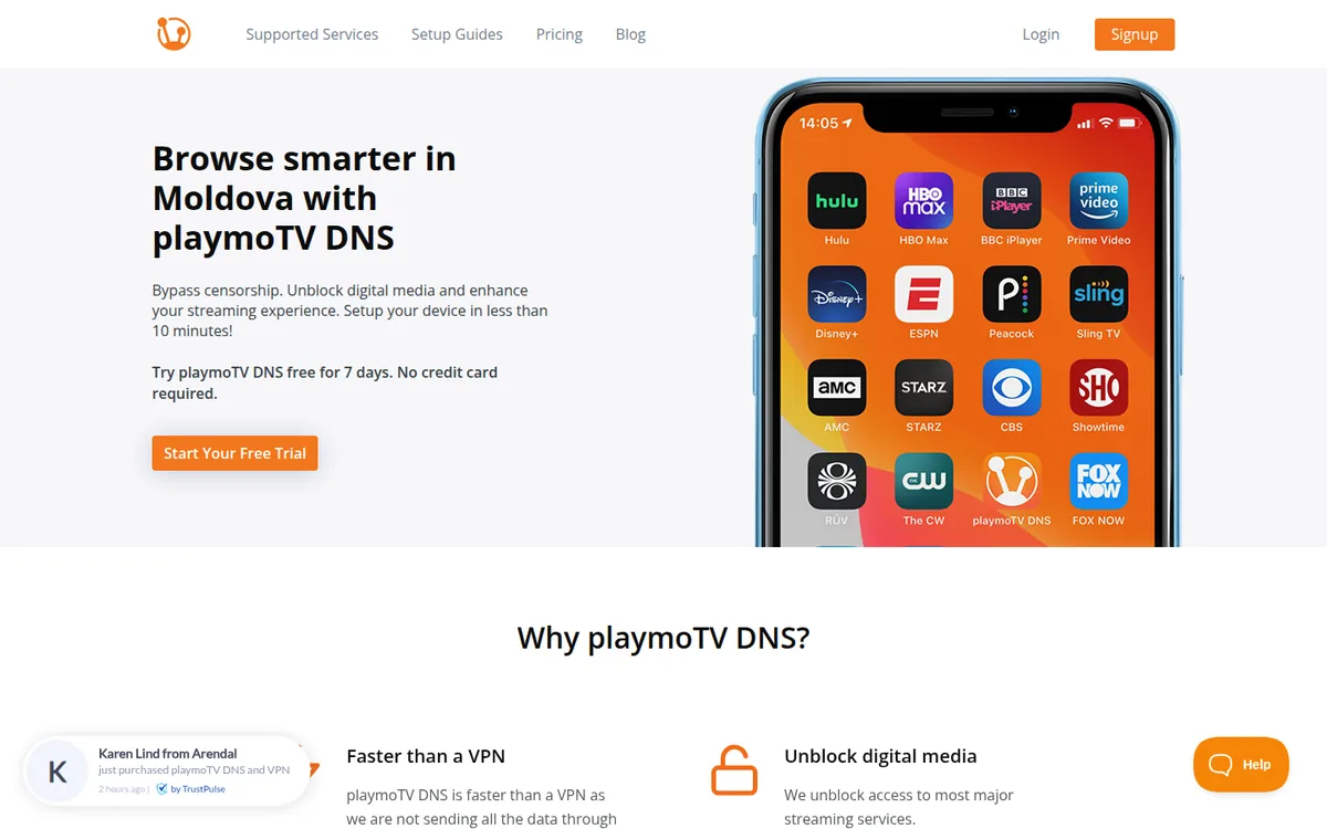 Screenshot: playmoTV homepage