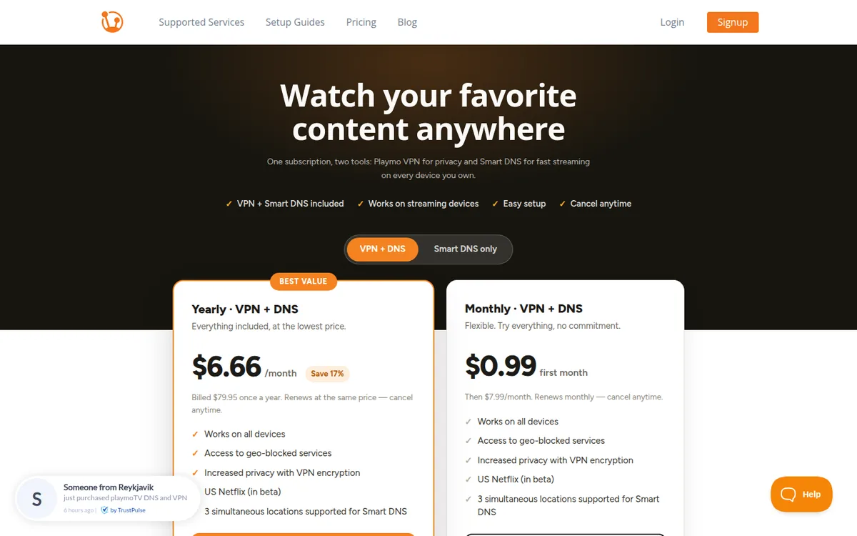 Screenshot: playmoTV pricing page
